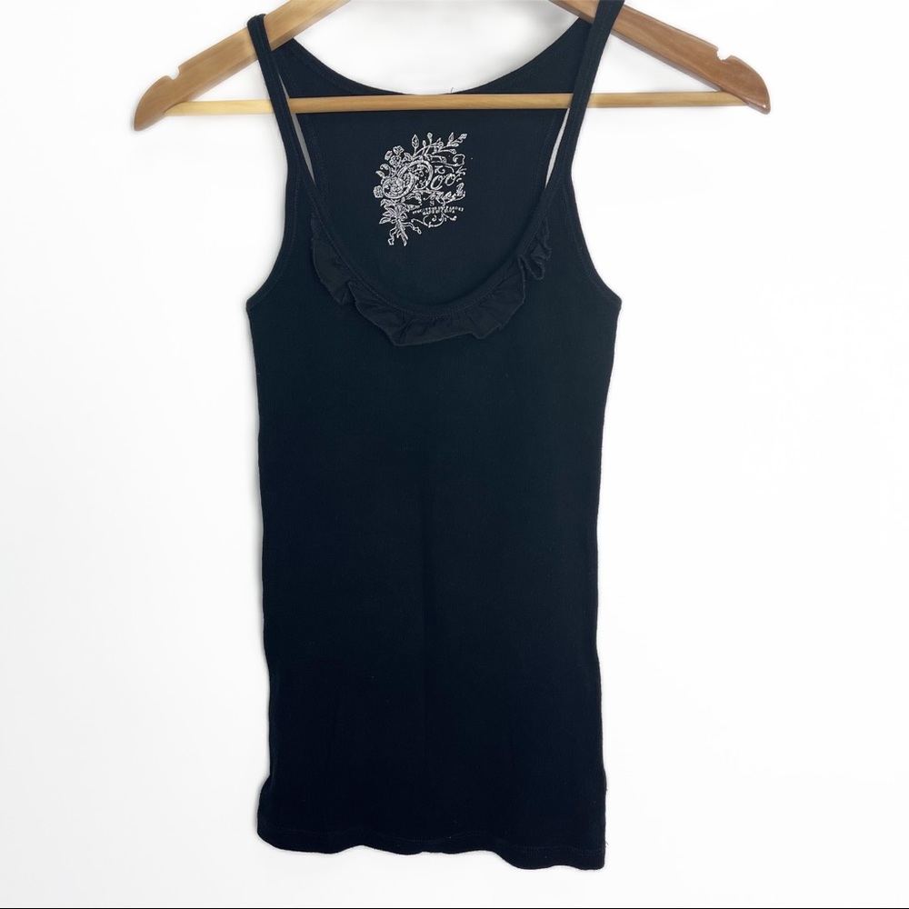 Black Ruffle Collar Basic Tank Size Small